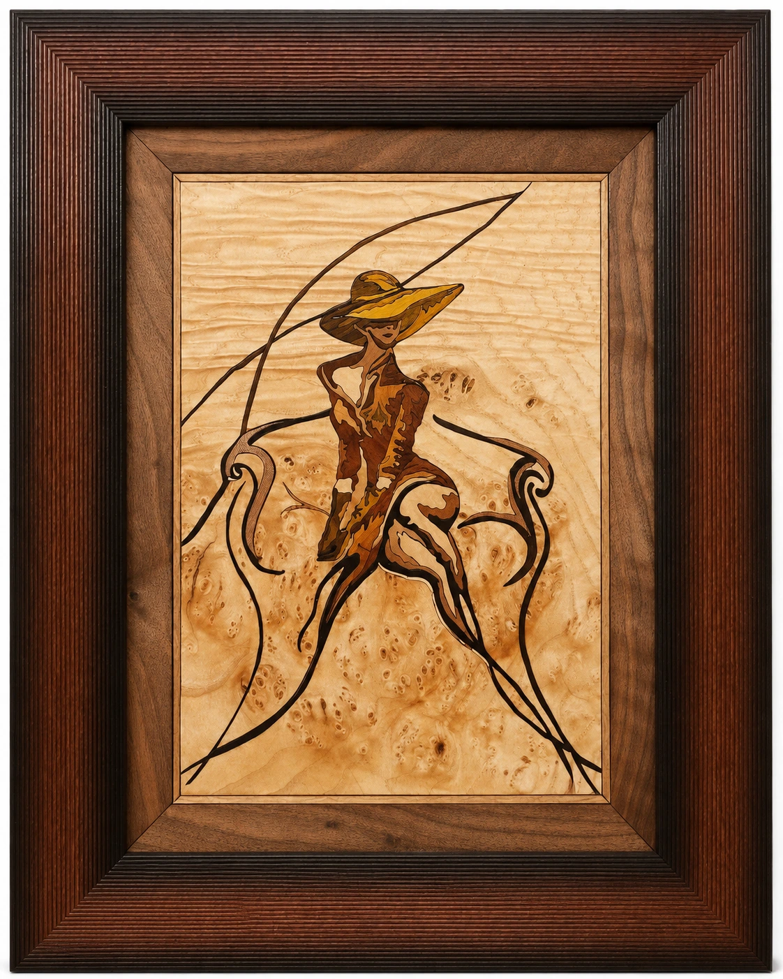Framed handmade wooden wall art with animal design